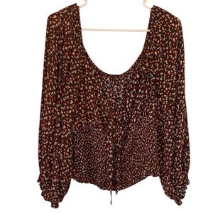 Floral Print Women's Top - Brown